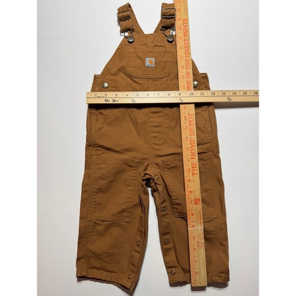 Carhartt Baby Boys Overalls 18M Brown Duck Canvas Bibs Snap Legs OX8609-B - Picture 5 of 7
